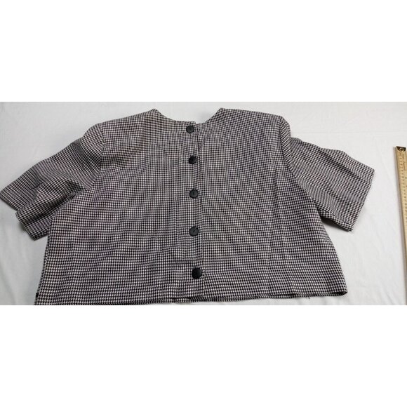 Positive Attitude Womens Plaid Black Short Sleeve Button Back Jacket Top Size 22 - Picture 2 of 14